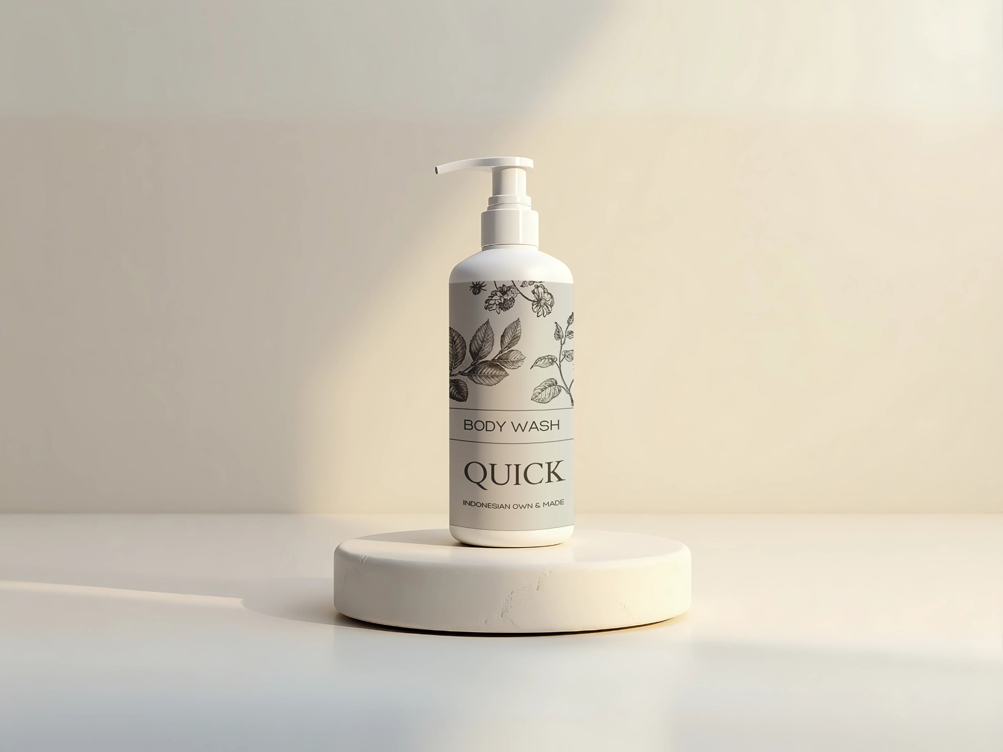 Professional Single Pump Bottle On Stone With Shadow Mockup display with premium features - Quickgpl