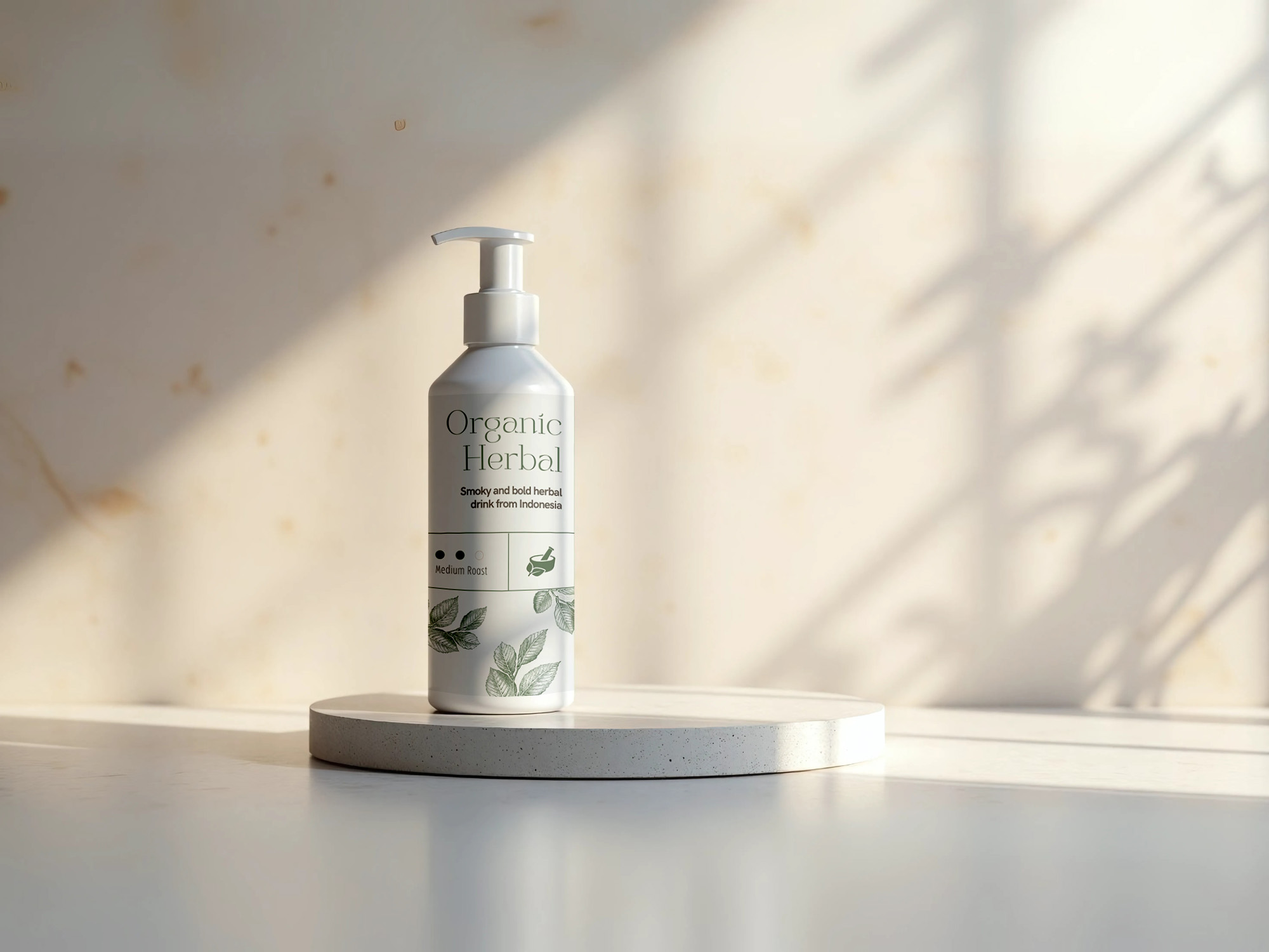 PSD | Canva | Single Pump Dispenser Bottle On Stone With Sunlight - Quickgpl