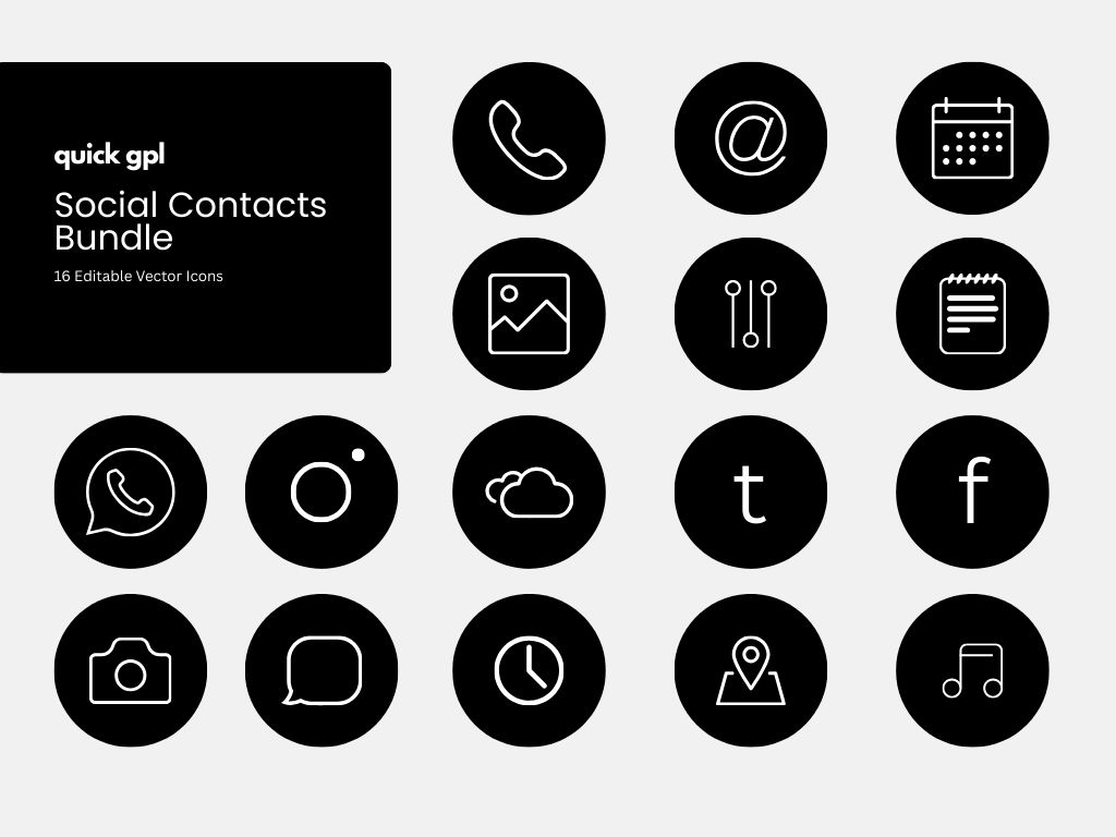 Social Contacts Icon Bundle - 16 Vectors